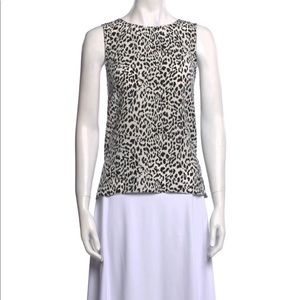 Parker Black and White Silk Animal Print sleeveless blouse SZ SM